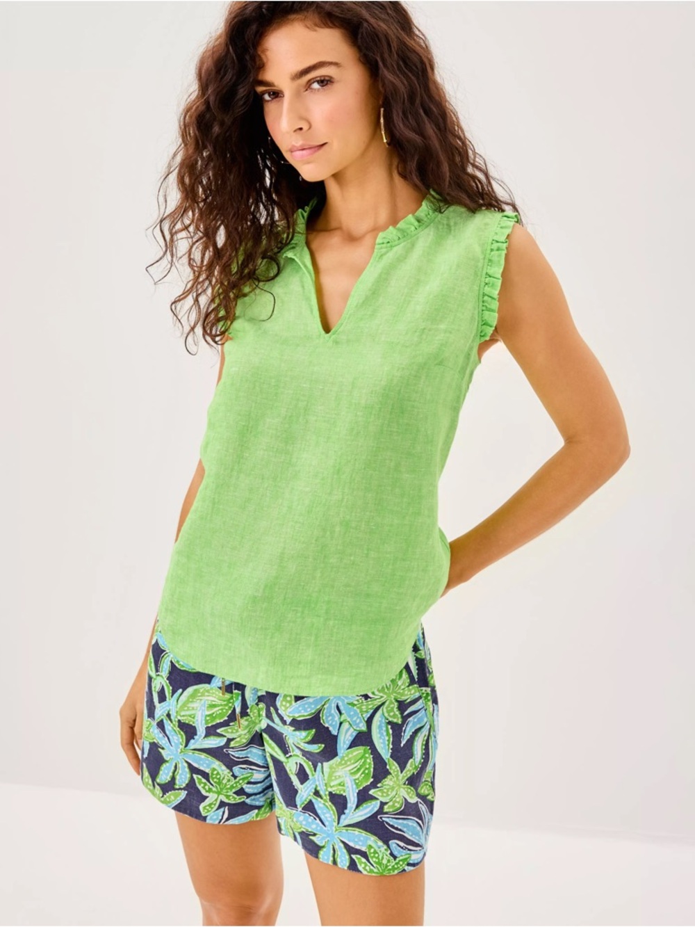 Lilly Pulitzer Lime Green Sleeveless V-Neck Top